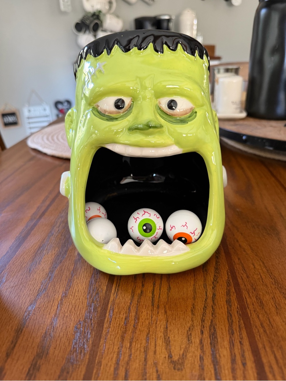 Green Frankenstein Ceramic Candy Holder - Home Accents
